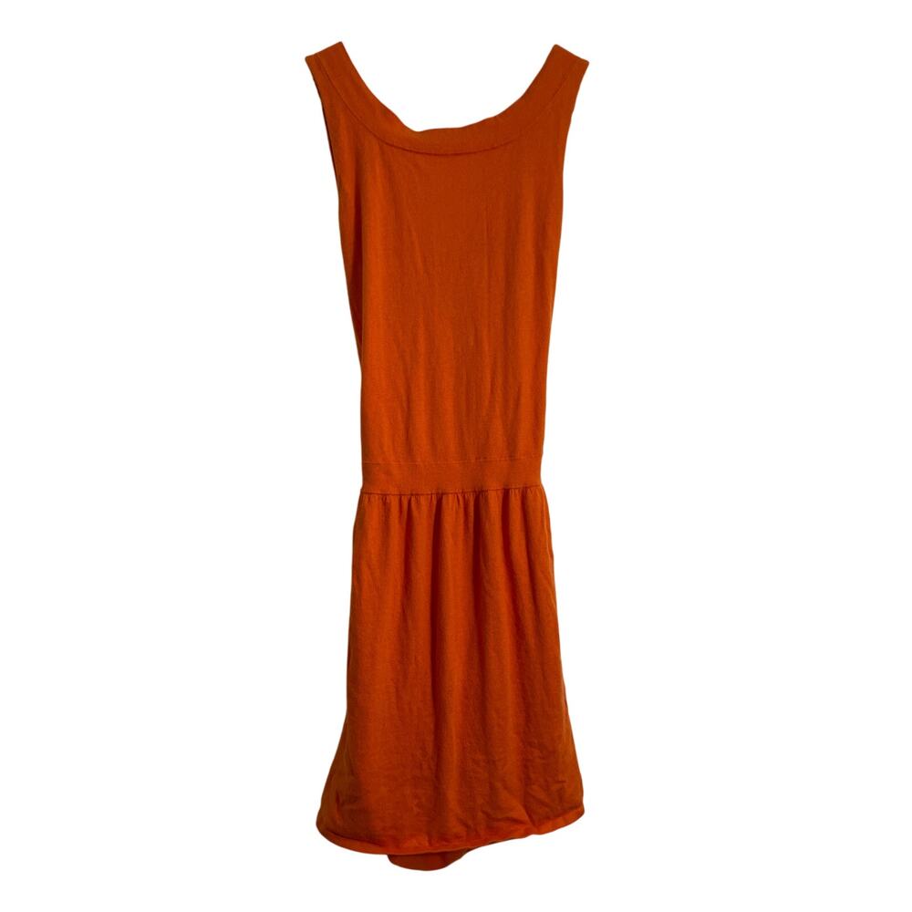 Cotton Cashmere Blend Front Knot Cut Out Sweater Dress Orange Small - Picture 2 of 5